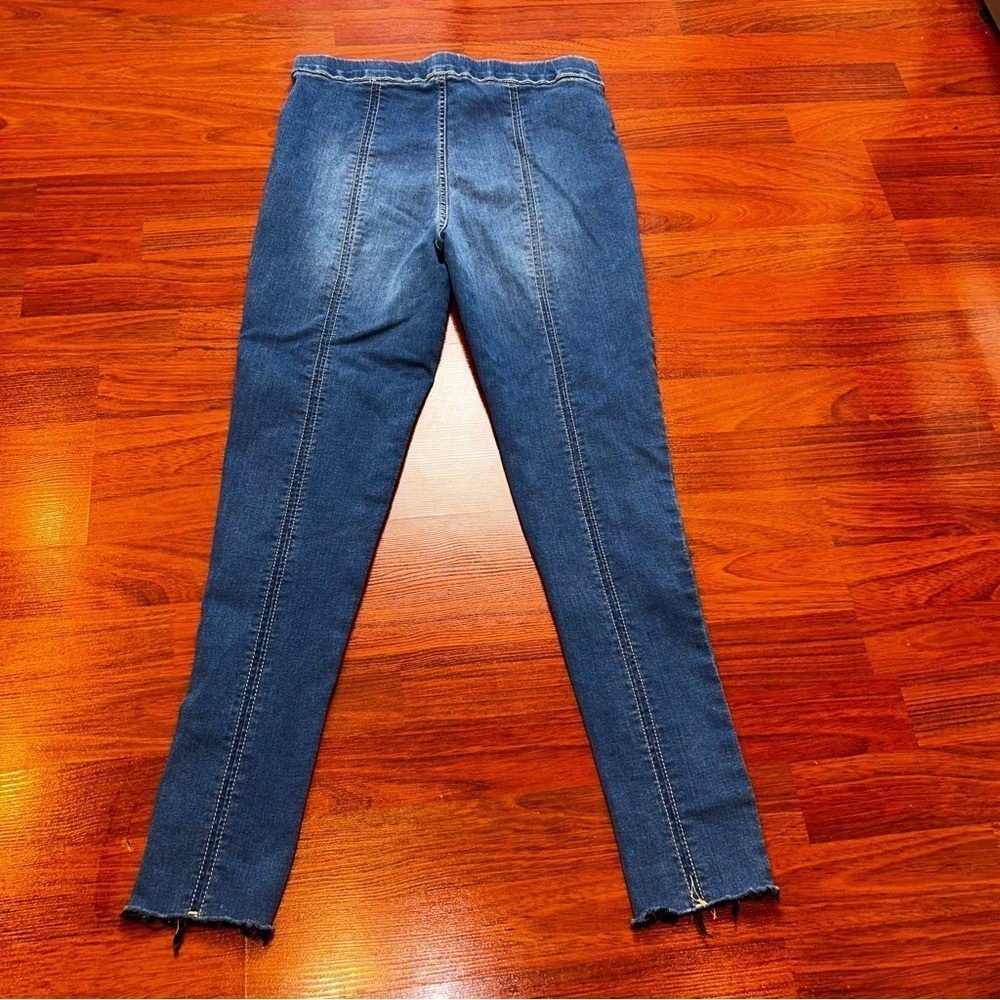 Free People High Rise Skinny Pull On Seamed Jeans Medium Wash Raw Hem W28 - Picture 4 of 7